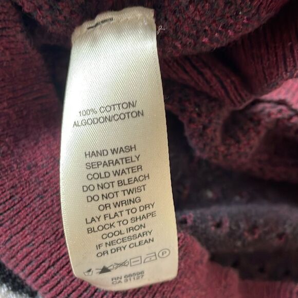 DKNY jeans burgundy women’s pull over sweater 3/4 sleeves autumn fall size large - Picture 8 of 8